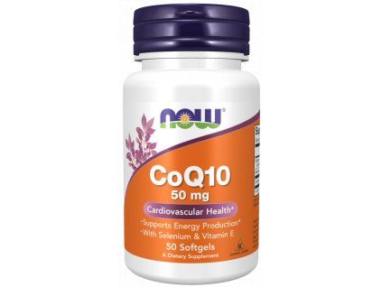 NOW Foods - CoQ10 50mg se Selenem & Vitamínem E (Koenzym Q10), 50 softgel kapslí
